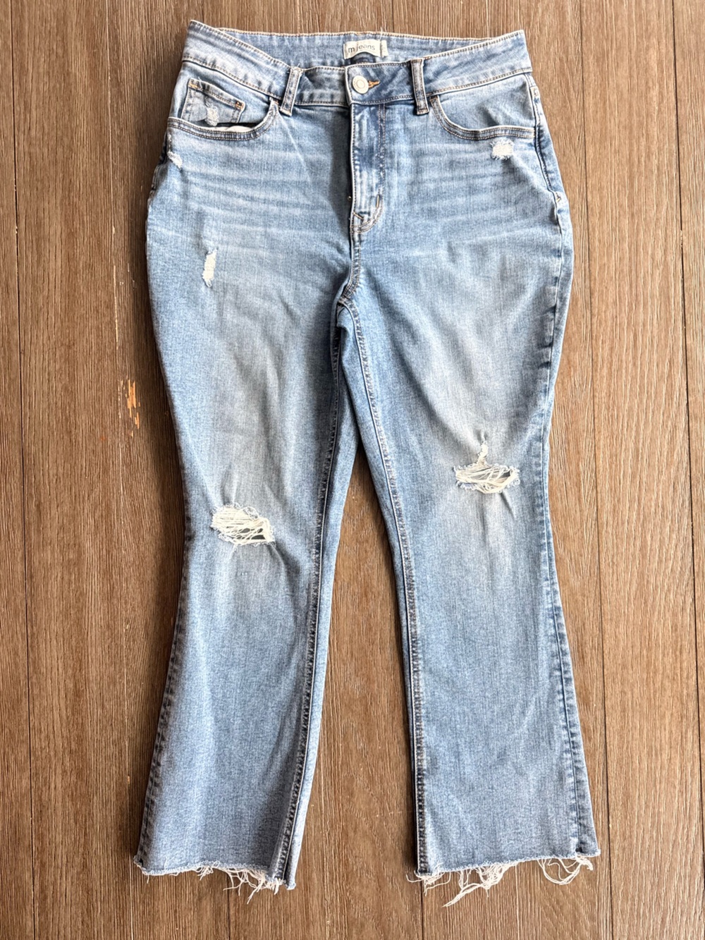 m jeans by maurices High Rise Distressed Kick Boot Ankle Jeans | Size 10 REG